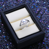 Freshwater Pearl Zircon Party Silver Adjustable Rings Women