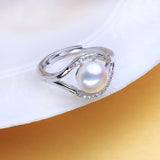 Freshwater Pearl Zircon Party Silver Adjustable Rings Women