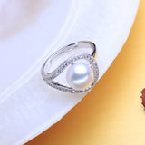 Pearl Rings Party Silver Adjustable Rings For Women