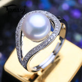 Pearl Rings Party Silver Adjustable Rings For Women