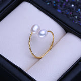Freshwater Double Pearl Rings For Women Birthday Gift