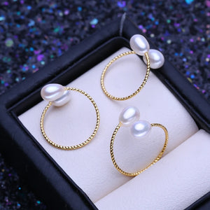 Freshwater Double Pearl Rings For Women Birthday Gift