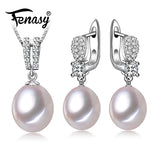 Natural Pearl Jewelry Sets for Women Pendant Necklace Earrings