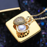 Pearl Pendant Necklace for Women Cubic Zirconia Choker