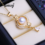 Natural Pearl Necklaces For Women Heart Pendant With Chain