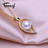 Natural Pearl Necklace Leaf Pendant Chain CZ Choker