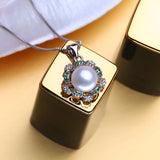 Pearl Necklace for Women with Cubic Zirconia Choker Pendant