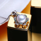 Pearl Necklace for Women with Cubic Zirconia Choker Pendant