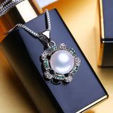 Pearl Necklace for Women with Cubic Zirconia Choker Pendant