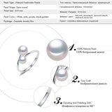 925 Sterling Silver Natural Freshwater Double Pearl Ring for Women
