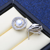 Freshwater Pearl Earrings Sterling Silver Stud Big Geometric Wedding