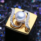 925 Silver Geometric Pendant Pearl Necklace for Women