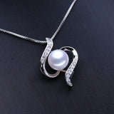 925 Silver Geometric Pendant Pearl Necklace for Women