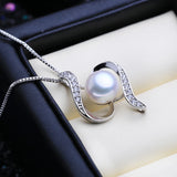 925 Sterling Silver Geometric Pendant Natural Pearl Necklace