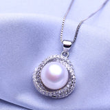 Natural Pearl Stud Earrings Silver Party Pendant Necklaces Set