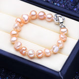 Pink Purple Baroque Pearl Tube Bracelet Adjustable Bangle