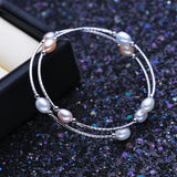 Pink Purple Pearl Bracelet 6mm Rice Pearl Bangle For Women Gift