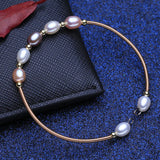 Pink Purple Pearl Bracelet 6mm Rice Pearl Bangle For Women Gift