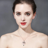 925 Silver Tree Of Life Crystal Necklace Women Fine Jewelry