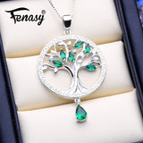 925 Silver Tree Of Life Crystal Necklace Women Fine Jewelry