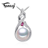 Sterling Silver Big Leaf Pendant Necklace with Natural Pearl for Women
