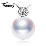 FENASY Freshwater Pearl Pendant Necklace 925 Sterling Silver