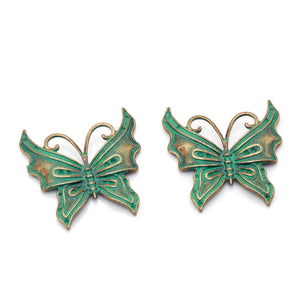 20pcs Antique Bronze Green Butterfly Charms Pendants DIY Jewelry Accessories