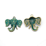25pcs Antique Green Bronze Elephant Pendants Charms DIY Jewelry PJ202