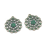 30pcs Antique Green Bronze Round Geometry Pendants PJ203