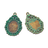 30pcs 44x29mm Antique Green Bronze Pendant Setting Glass Tray Charms