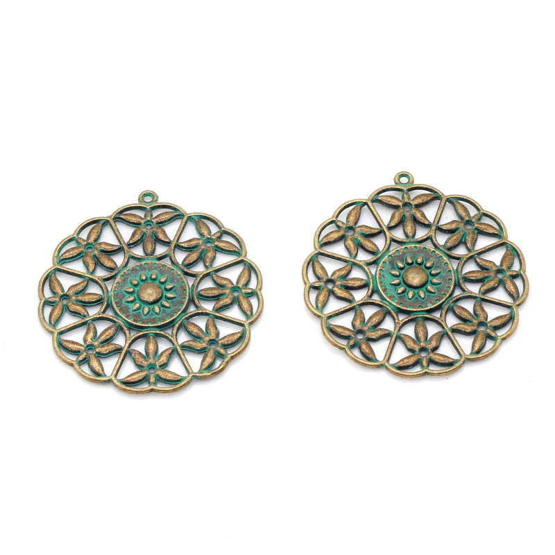 30pcs Antique Bronze Geometric Pattern Pendants for Jewelry Making