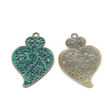 30pcs Antique Green Bronze Heart Pendants Charms for DIY Jewelry Making PJ200