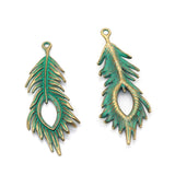 30pcs Antique Bronze Bird Feathers Charms for DIY Jewelry Making