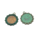 50pcs Antique Green Bronze Time Gem Bottom Pendants DIY Jewelry Finding