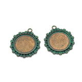 50pcs Antique Green Bronze Time Gem Bottom Pendants DIY Jewelry Finding