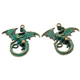 20pcs 43x46mm Vintage Green Bronze Pterosaur Pendants Charms