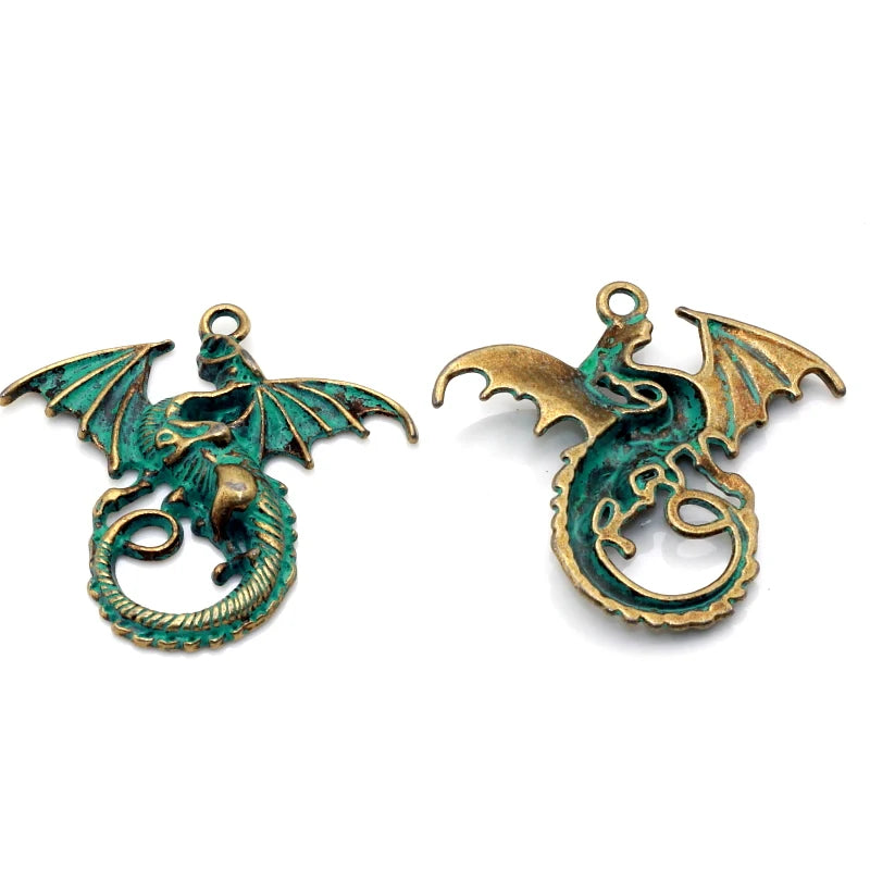 20pcs 43x46mm Vintage Green Bronze Pterosaur Pendants Charms