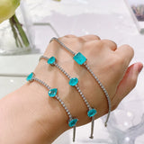 FFGEMS Paraiba Tourmaline Emerald Gemstone Diamonds Bangle Tennis Bracelet