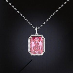 925 Silver Moissanite Sapphire Birthstone Pendant Necklace