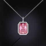925 Silver Moissanite Sapphire Birthstone Pendant Necklace