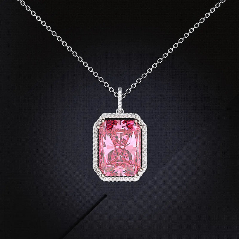 925 Silver Moissanite Sapphire Birthstone Pendant Necklace