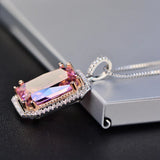 925 Silver Moissanite Sapphire Birthstone Pendant Necklace