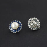 Round Gemstone Pearl Flower Earring Sapphire Fine Jewelry