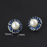 Round Gemstone Pearl Flower Earring Sapphire Fine Jewelry