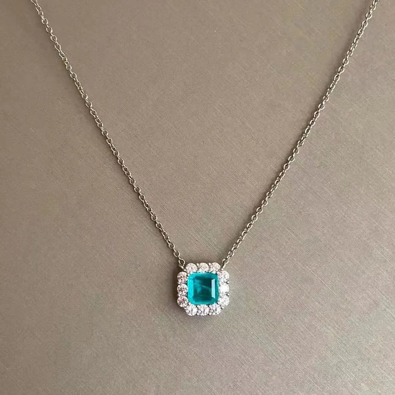 FFGems Brazilian Paraiba Emerald Tourmaline Necklace for Women