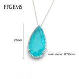 FFGems Brazilian Paraiba Tourmaline Necklace 12*25mm