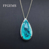FFGems Brazilian Paraiba Tourmaline Necklace 12*25mm