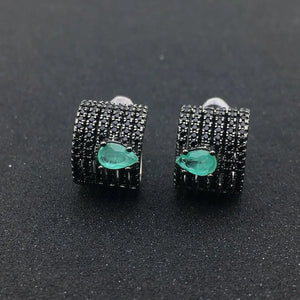 Emerald Earring Synthetic Gemstone Fine Jewelry For Women Lady