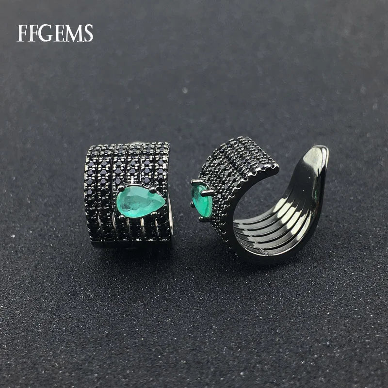 Emerald Earring Synthetic Gemstone Fine Jewelry For Women Lady