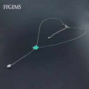 Emerald Pendant Necklace Fine Jewelry Women Lady Engagement Wedding